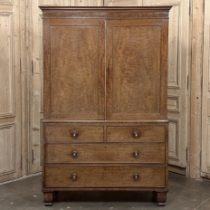 19th Century English Figured Walnut Linen Press ~ Wardrobe