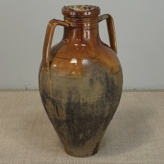 Antique Italian Glazed Terracotta Olive Oil Jar with Spout