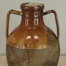 Antique Italian Glazed Terracotta Olive Oil Jar with Spout