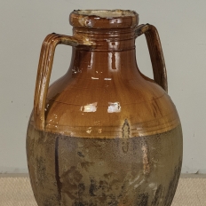 Antique Italian Glazed Terracotta Olive Oil Jar with Spout