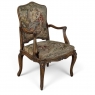 Antique French Louis XV Walnut Needlepoint Armchair ~ Fauteuil