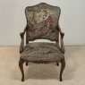 Antique French Louis XV Walnut Needlepoint Armchair ~ Fauteuil