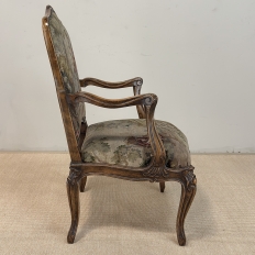Antique French Louis XV Walnut Needlepoint Armchair ~ Fauteuil