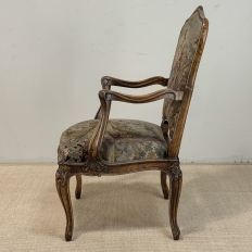 Antique French Louis XV Walnut Needlepoint Armchair ~ Fauteuil