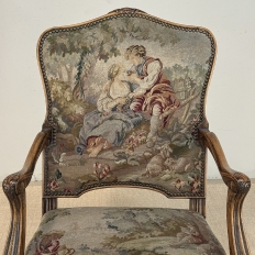 Antique French Louis XV Walnut Needlepoint Armchair ~ Fauteuil