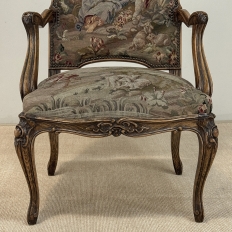 Antique French Louis XV Walnut Needlepoint Armchair ~ Fauteuil
