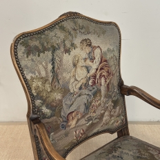 Antique French Louis XV Walnut Needlepoint Armchair ~ Fauteuil