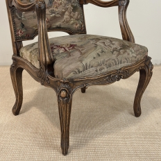 Antique French Louis XV Walnut Needlepoint Armchair ~ Fauteuil