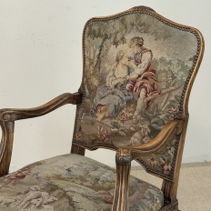 Antique French Louis XV Walnut Needlepoint Armchair ~ Fauteuil