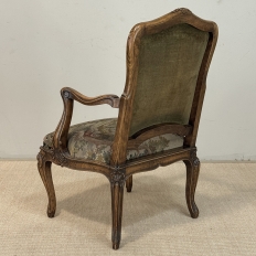 Antique French Louis XV Walnut Needlepoint Armchair ~ Fauteuil