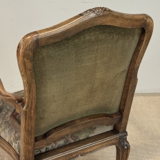 Antique French Louis XV Walnut Needlepoint Armchair ~ Fauteuil