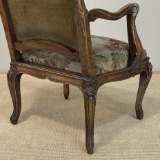 Antique French Louis XV Walnut Needlepoint Armchair ~ Fauteuil