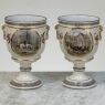 Pair Antique Belgian Pêtre À Baudour Neoclassical Porcelain Hunt Scene Urns