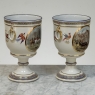 Pair Antique Belgian Pêtre À Baudour Neoclassical Porcelain Hunt Scene Urns