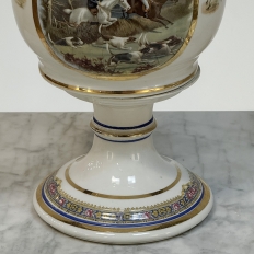 Pair Antique Belgian Pêtre À Baudour Neoclassical Porcelain Hunt Scene Urns