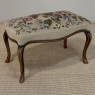 Antique Louis XV Walnut Footstool with Floral Needlepoint Upholstery