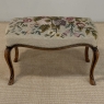 Antique Louis XV Walnut Footstool with Floral Needlepoint Upholstery
