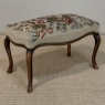 Antique Louis XV Walnut Footstool with Floral Needlepoint Upholstery