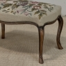 Antique Louis XV Walnut Footstool with Floral Needlepoint Upholstery