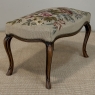 Antique Louis XV Walnut Footstool with Floral Needlepoint Upholstery