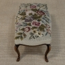 Antique Louis XV Walnut Footstool with Floral Needlepoint Upholstery