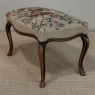Antique Louis XV Walnut Footstool with Floral Needlepoint Upholstery