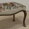 Antique Louis XV Walnut Footstool with Floral Needlepoint Upholstery