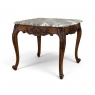 Antique French Régence Style Carved Oak Sainte Anne Marble End Table