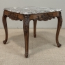 Antique French Régence Style Carved Oak Sainte Anne Marble End Table
