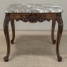 Antique French Régence Style Carved Oak Sainte Anne Marble End Table
