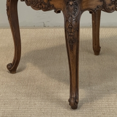 Antique French Régence Style Carved Oak Sainte Anne Marble End Table