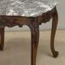 Antique French Régence Style Carved Oak Sainte Anne Marble End Table