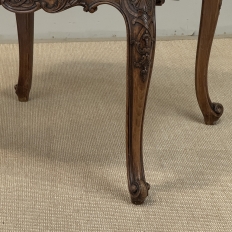 Antique French Régence Style Carved Oak Sainte Anne Marble End Table