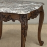 Antique French Régence Style Carved Oak Sainte Anne Marble End Table