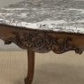 Antique French Régence Style Carved Oak Sainte Anne Marble End Table