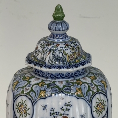 Set of Three Antique Boch Frères Keramis Hand-Painted Lidded Vases