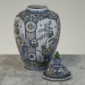 Set of Three Antique Boch Frères Keramis Hand-Painted Lidded Vases