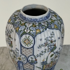 Set of Three Antique Boch Frères Keramis Hand-Painted Lidded Vases