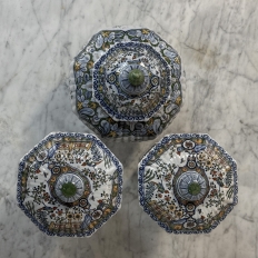 Set of Three Antique Boch Frères Keramis Hand-Painted Lidded Vases