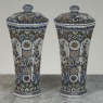 Set of Three Antique Boch Frères Keramis Hand-Painted Lidded Vases
