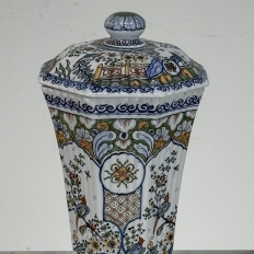 Set of Three Antique Boch Frères Keramis Hand-Painted Lidded Vases