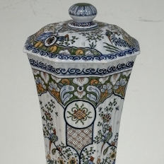 Set of Three Antique Boch Frères Keramis Hand-Painted Lidded Vases