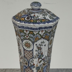 Set of Three Antique Boch Frères Keramis Hand-Painted Lidded Vases