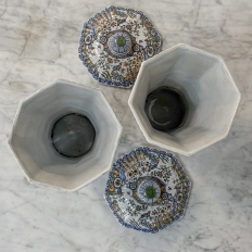 Set of Three Antique Boch Frères Keramis Hand-Painted Lidded Vases