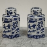 Pair Chinese Blue and White Porcelain Lidded Tea Jars