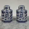 Pair Chinese Blue and White Porcelain Lidded Tea Jars