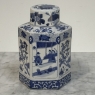 Pair Chinese Blue and White Porcelain Lidded Tea Jars