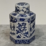 Pair Chinese Blue and White Porcelain Lidded Tea Jars