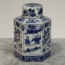 Pair Chinese Blue and White Porcelain Lidded Tea Jars