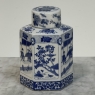 Pair Chinese Blue and White Porcelain Lidded Tea Jars